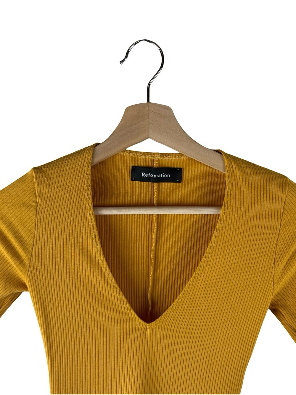 Reformation Ribbed Yellow Mini Dress - Picture 4 of 9